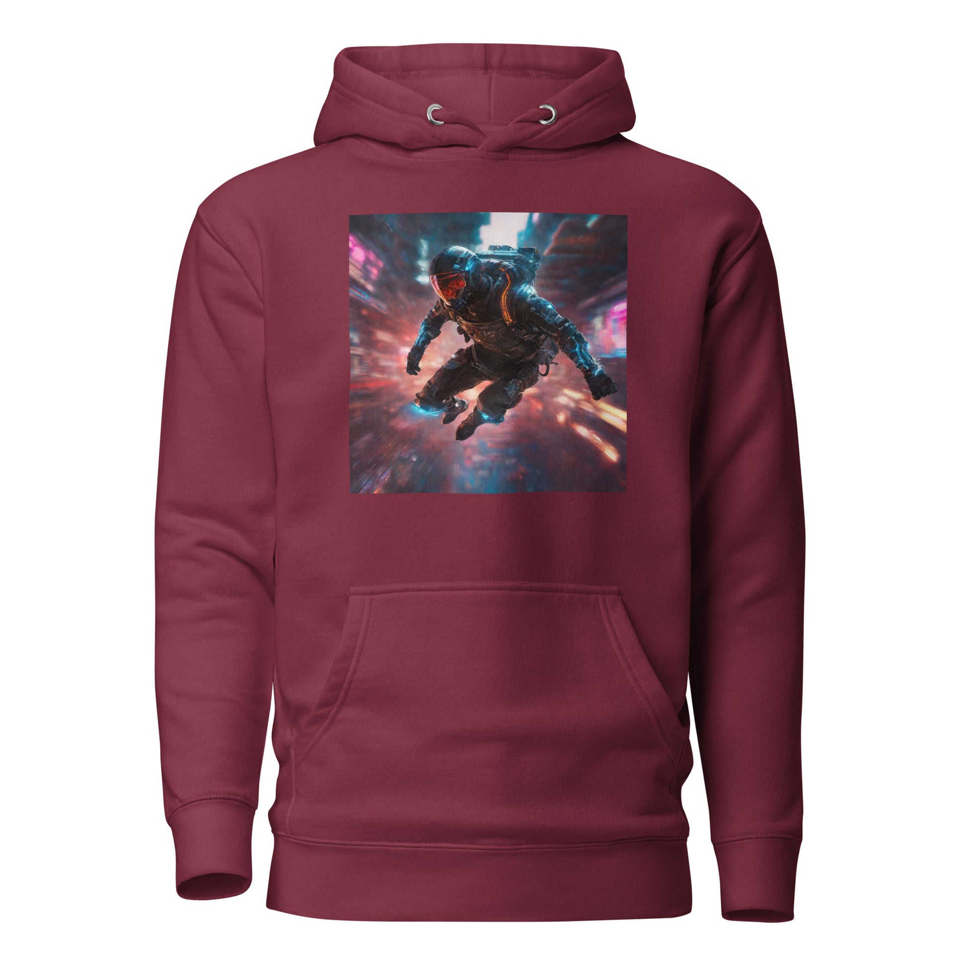 Cyberpunk Spaceman Men's Hoodie Maroon