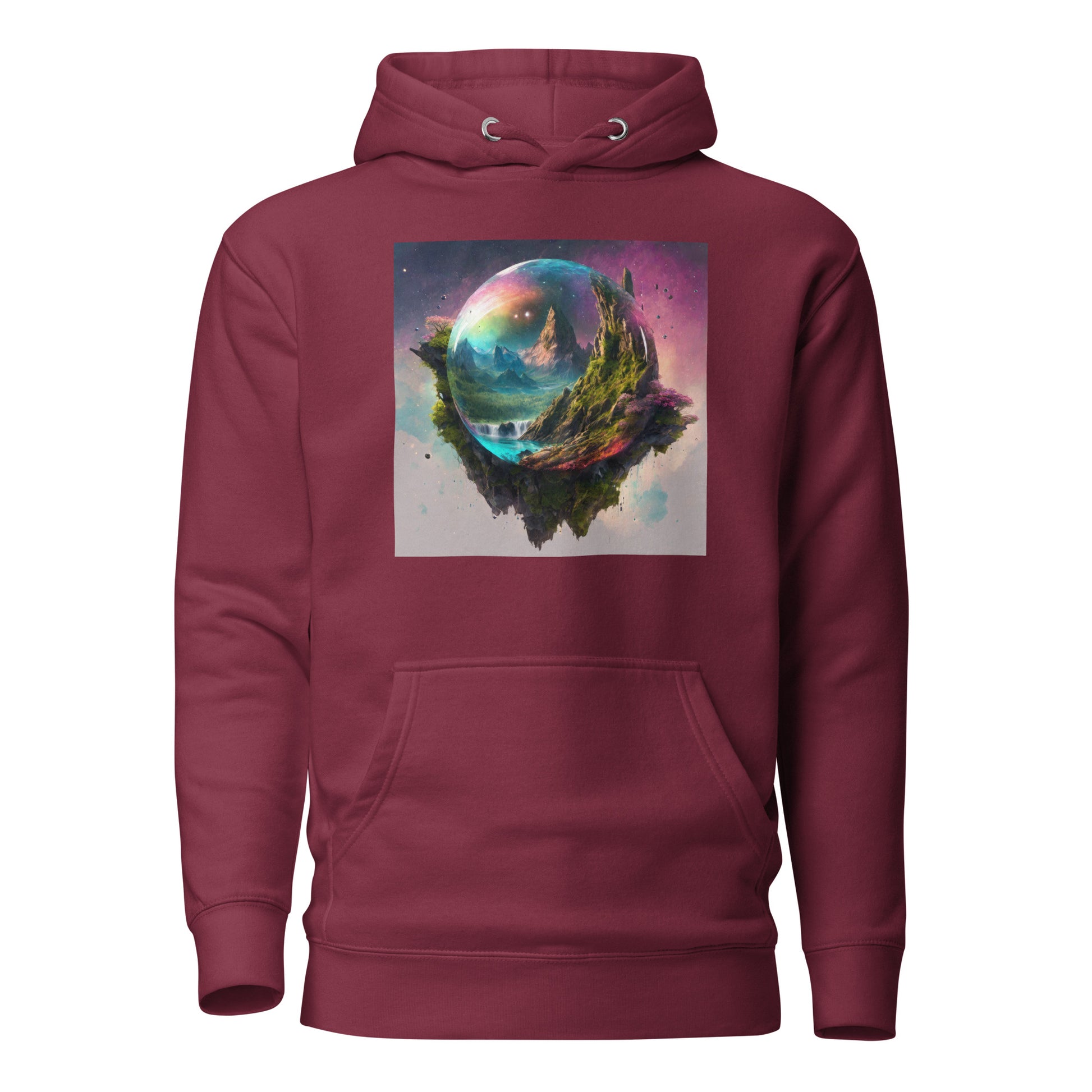 Bubble in Space Men's Sci-Fi Hoodie Maroon