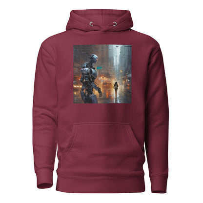 Cyborg in the City Men's Sci-Fi Hoodie Maroon