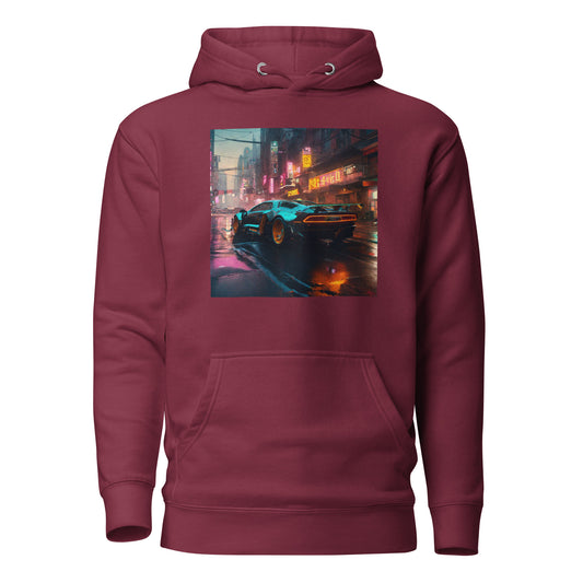 Cyberpunk Car Men's Futuristic Hoodie Maroon