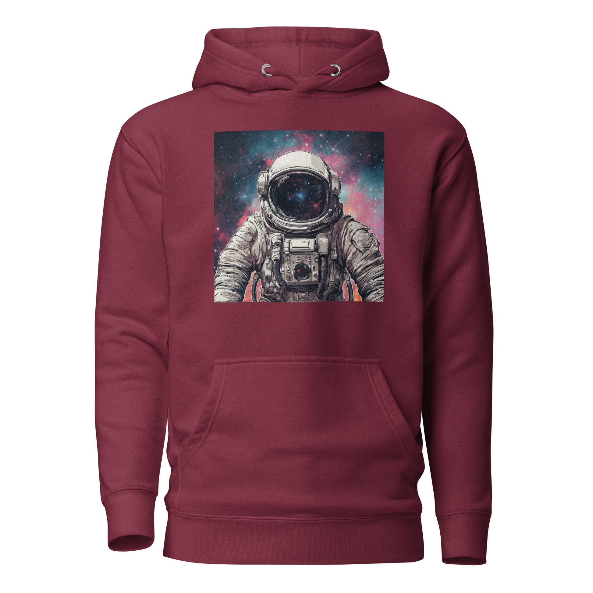 Galactic Astronaut Men's Pullover Sweatshirt Hoodie Maroon