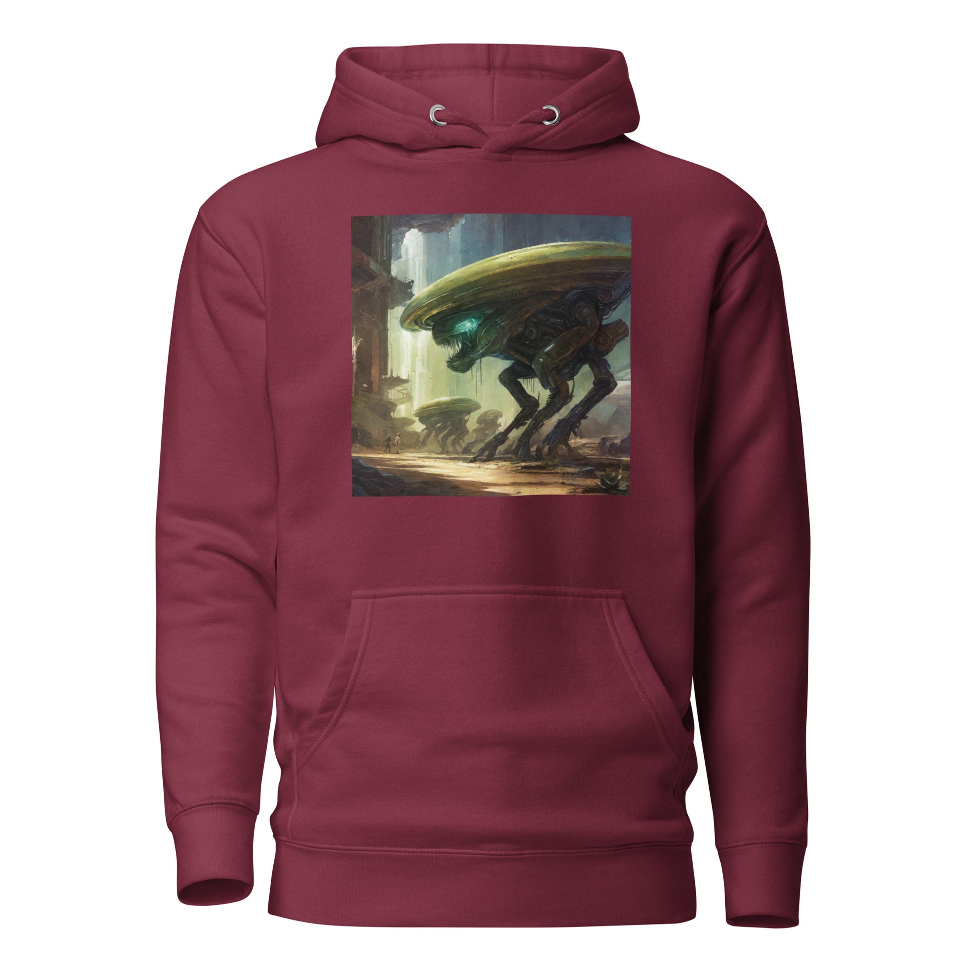 Interstellar Aggression Men's Sci-Fi Hoodie Maroon