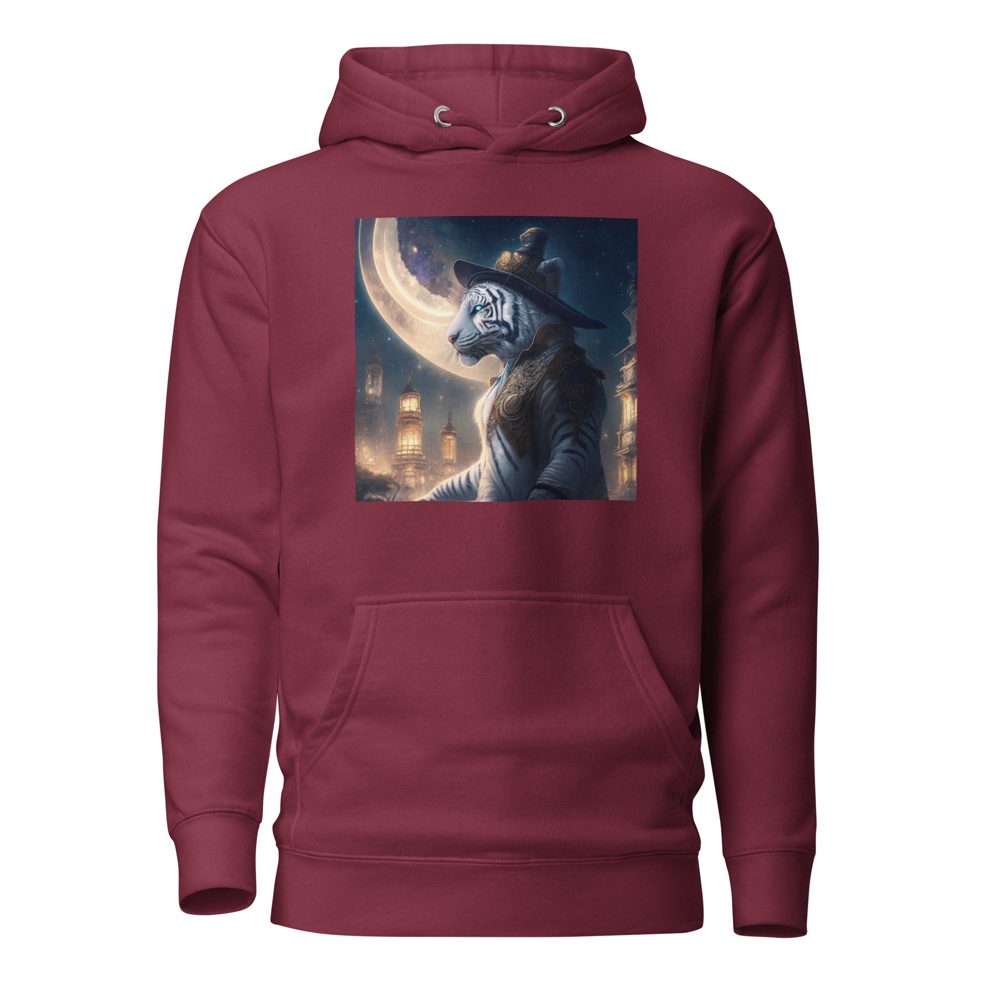 Twilight Tiger Men's Graphic Men's Hoodie Maroon