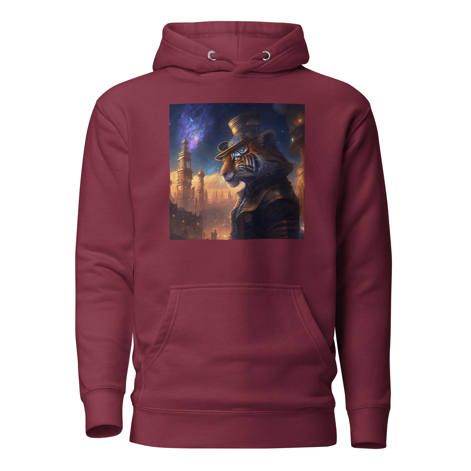 Midnight Tiger Men's Hoodie Maroon