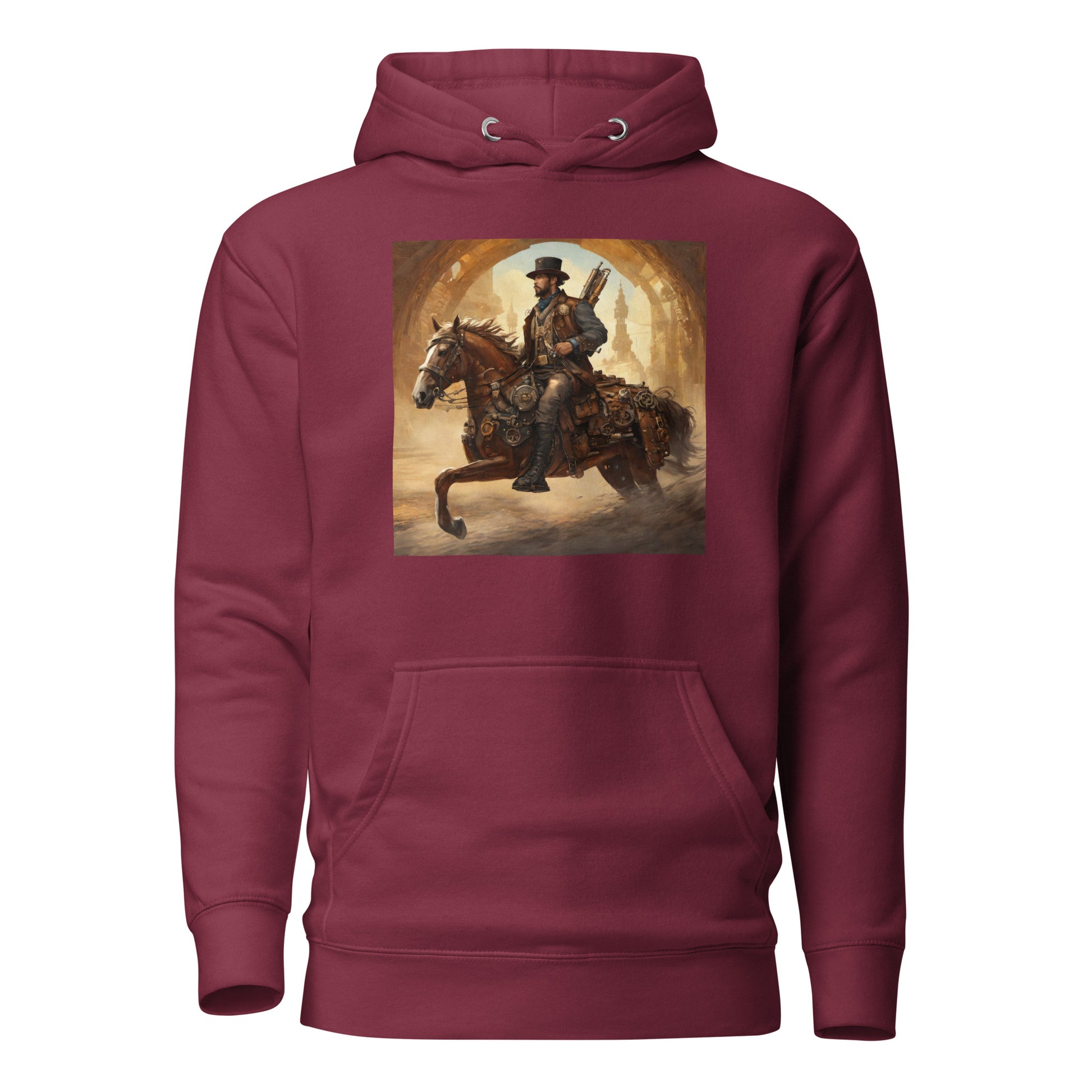 Geared Up Gunslinger Men's Steampunk Hoodie Maroon