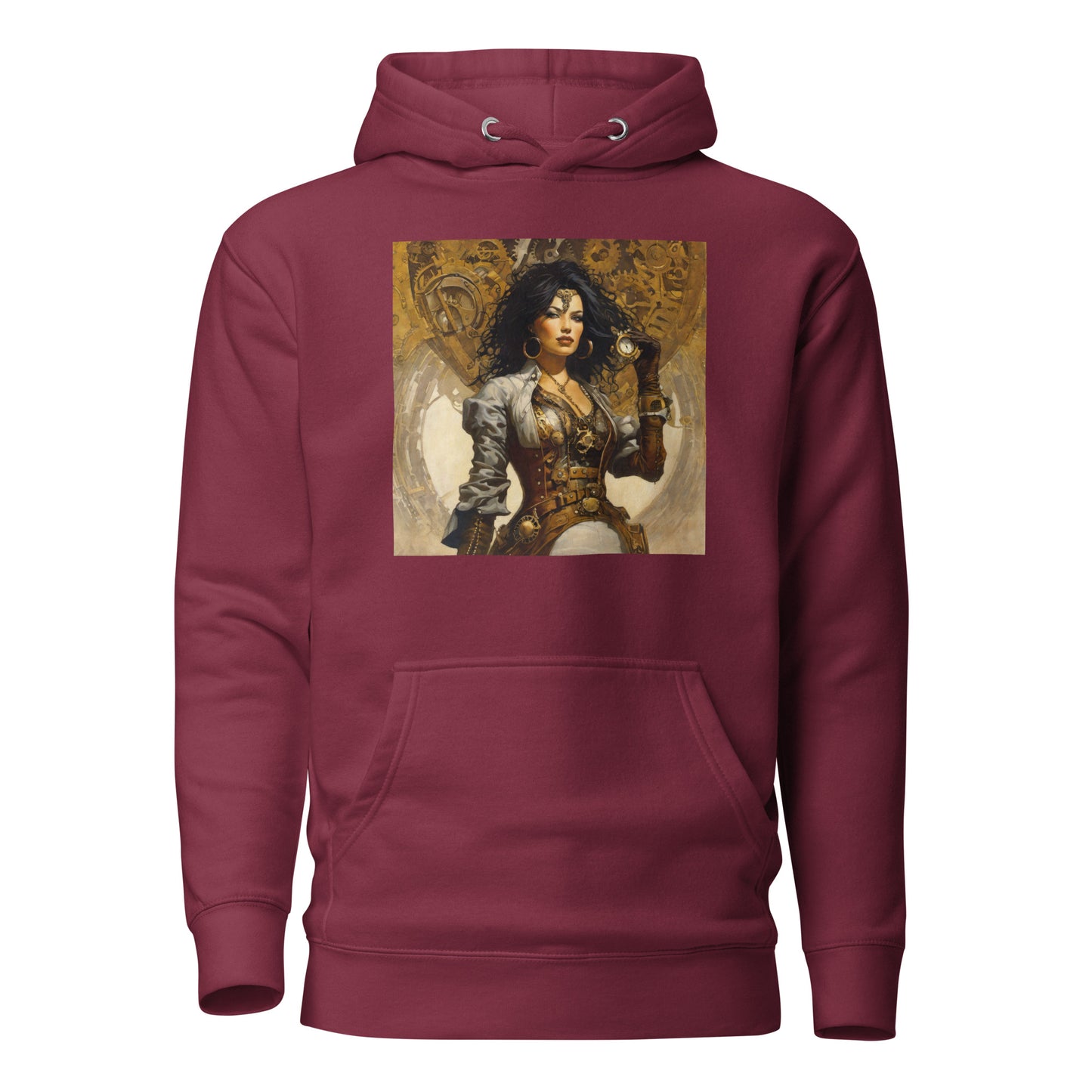 Steampunk Cowgirl Men's Hoodie Maroon