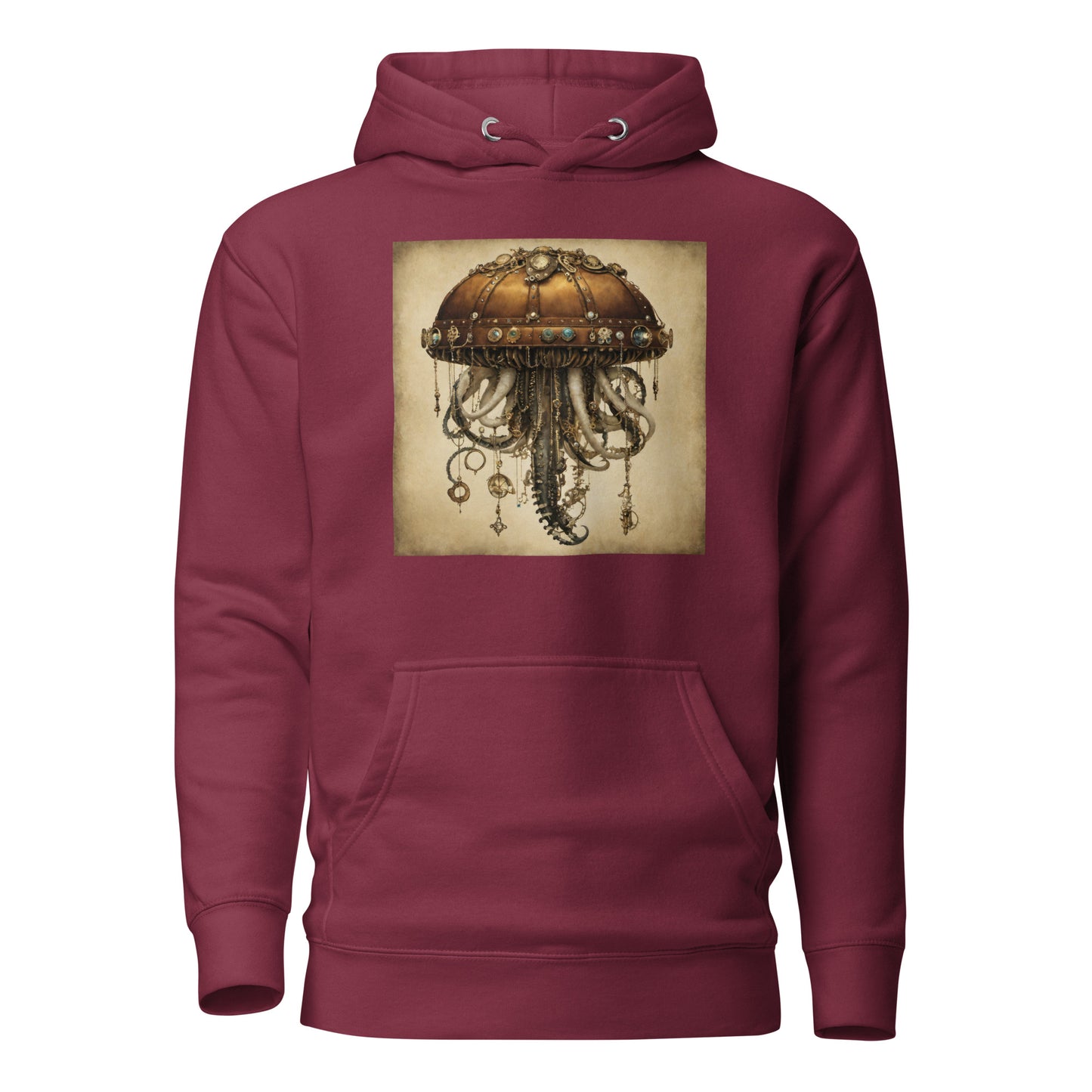 Steampunk Jellyfish Men's Hoodie Maroon