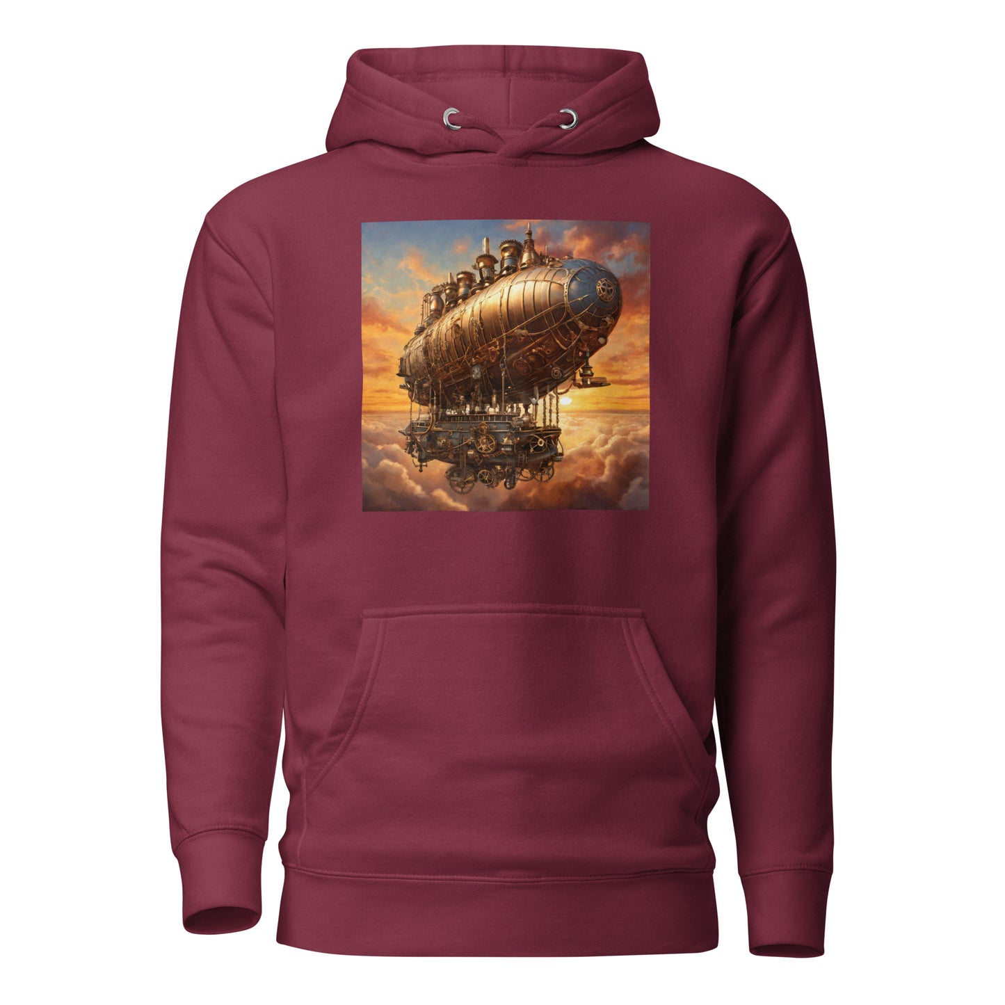 Amazing Airship Men's Steampunk Hoodie Maroon