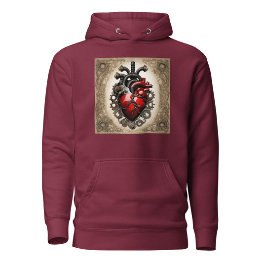 Gears Make My Blood Pump Men's Steampunk Hoodie Maroon