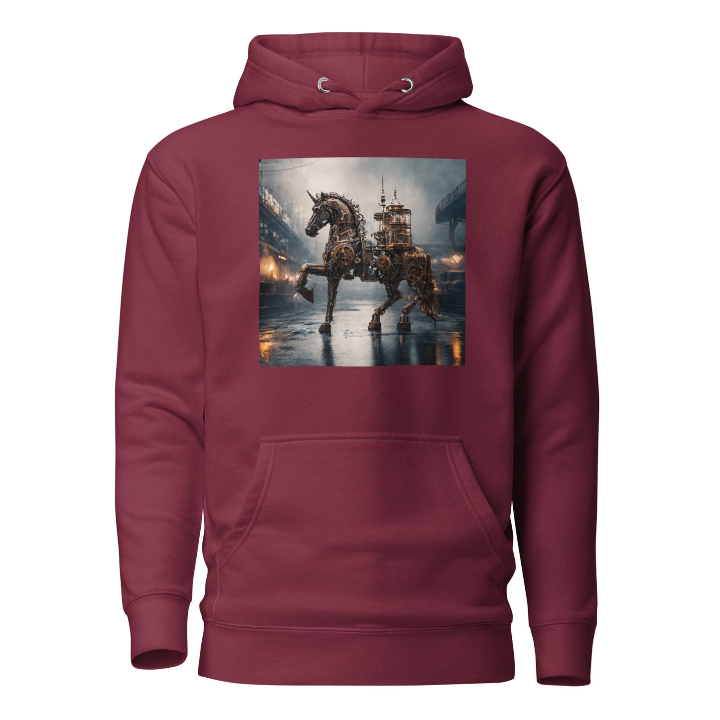 Steampunked Horse Men's Hoodie Maroon