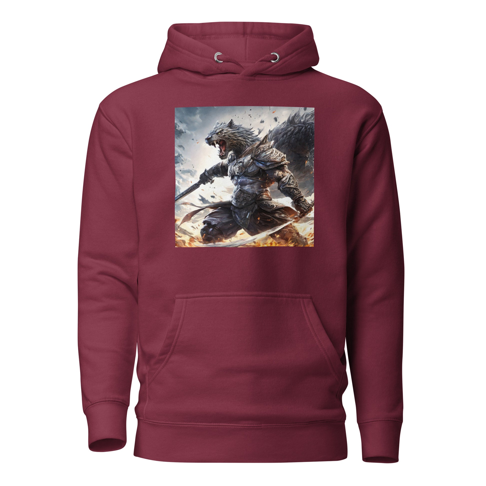 Raging Savage Men's Anime Hoodie Maroon