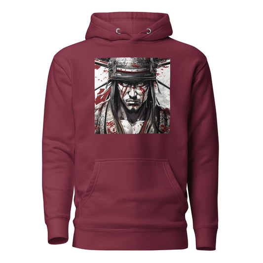 Battle-Worn Warrior Men's Anime Hoodie Maroon