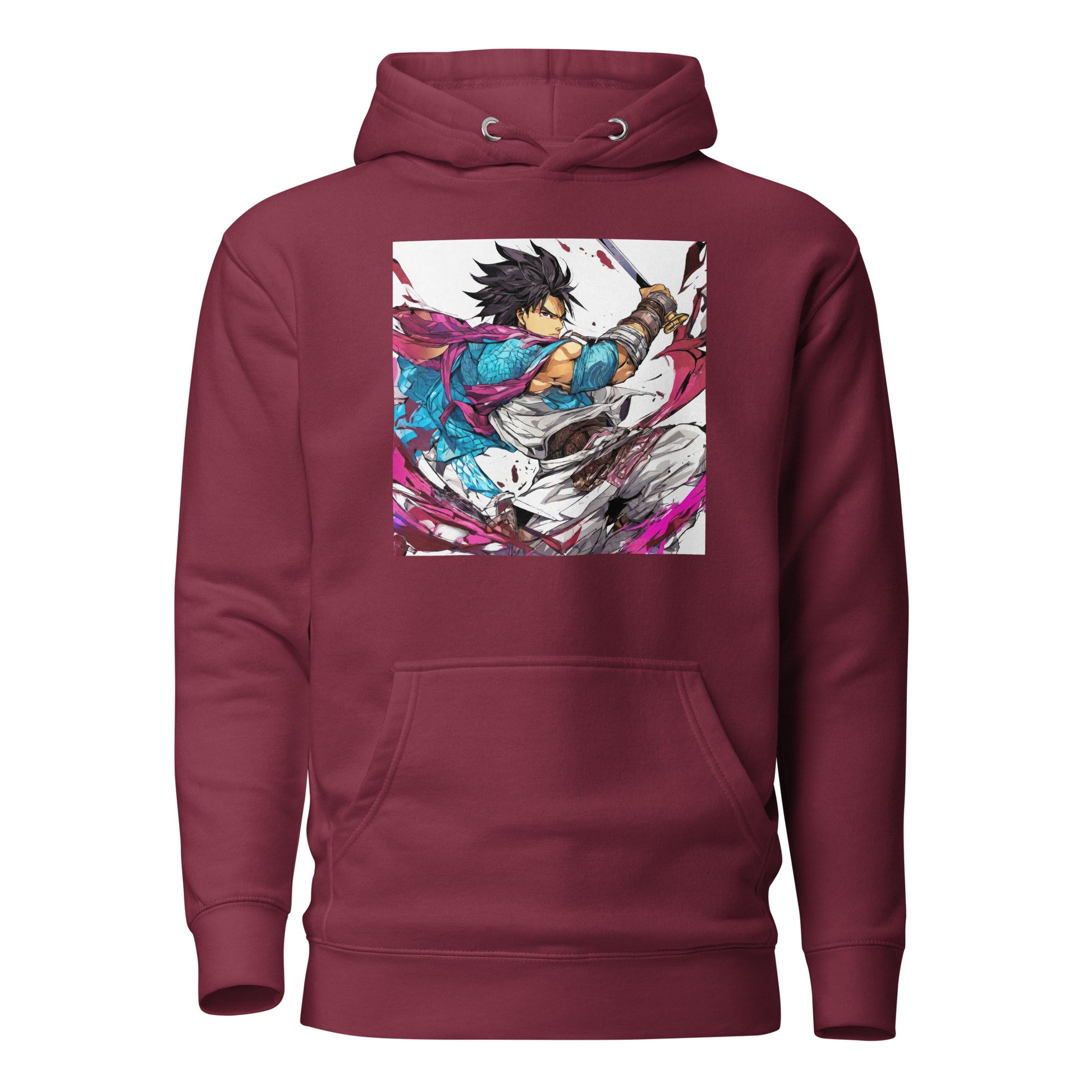 Mighty Fighter Men's Anime Hoodie Maroon