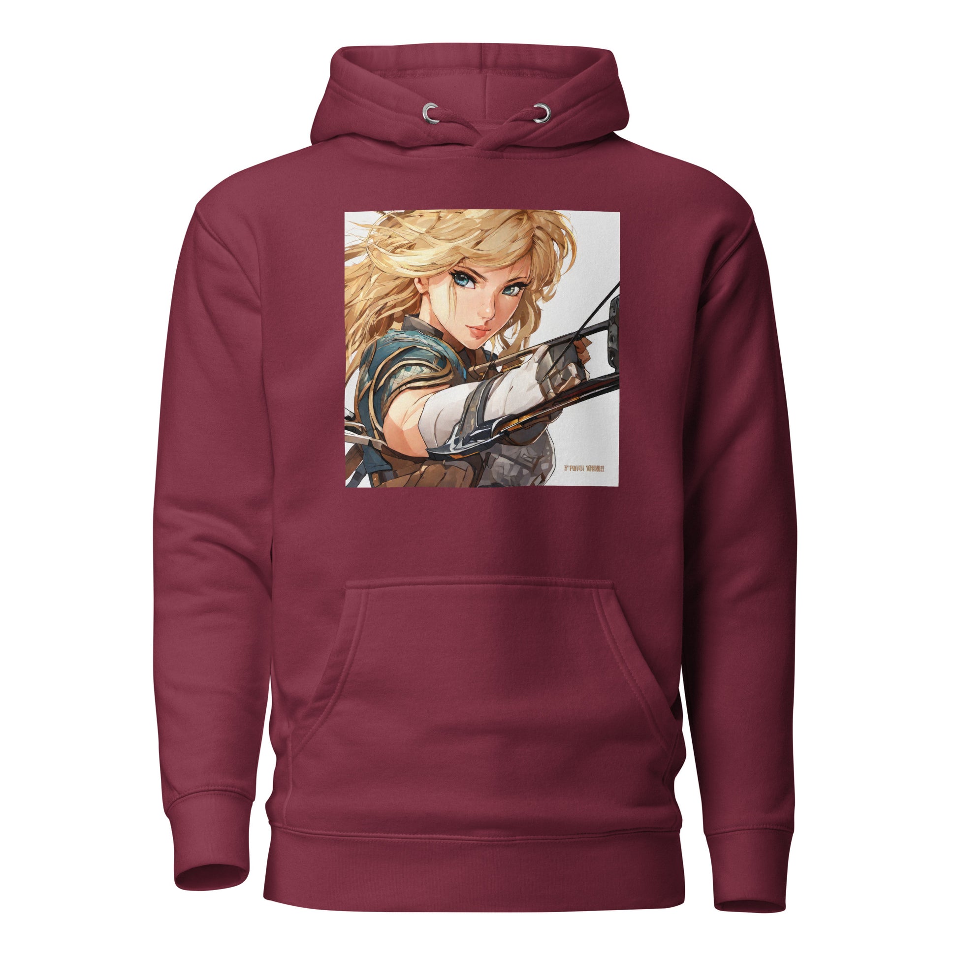 Fierce Shieldmaiden Men's Anime Hoodie Maroon