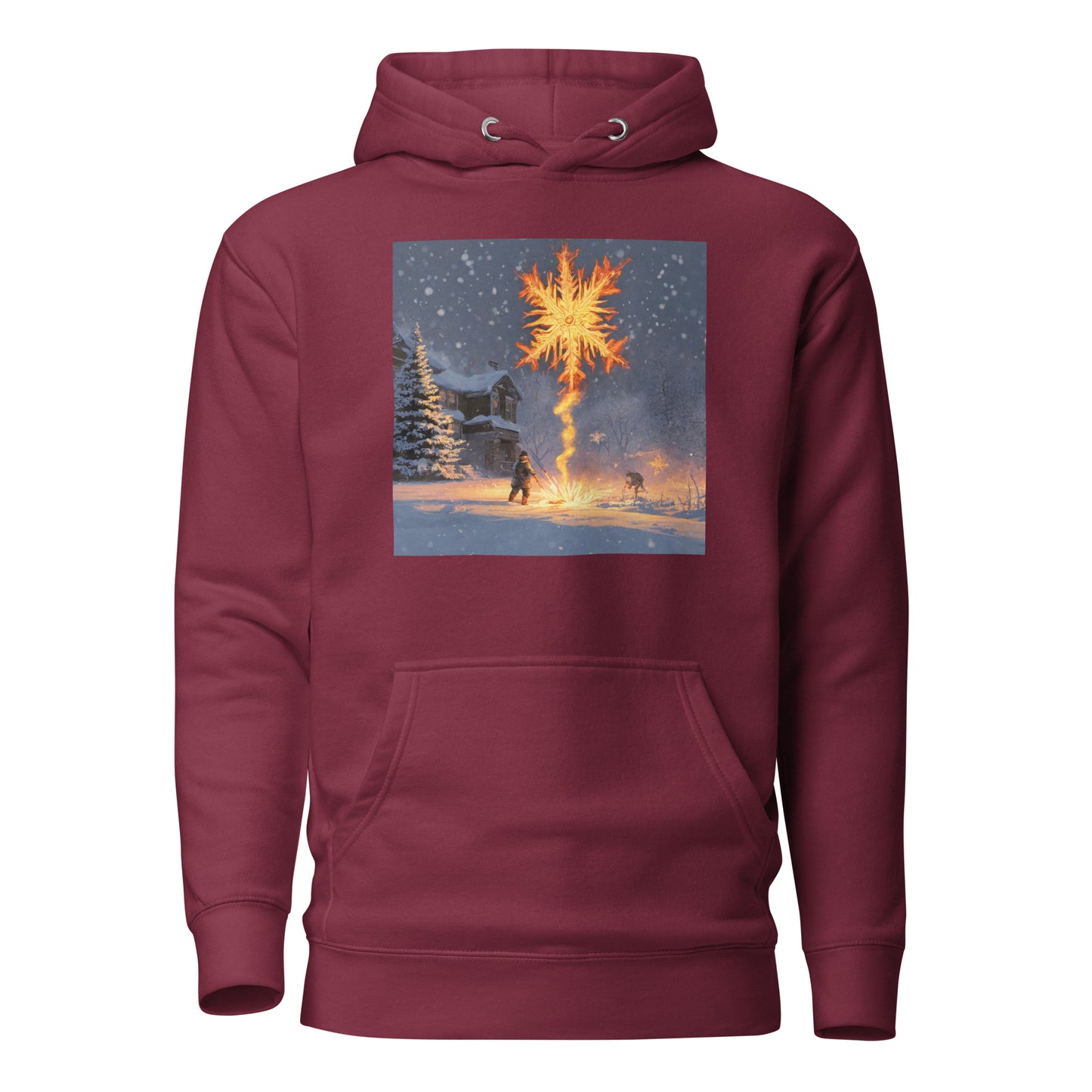 Fire from Ice Snowflake Men's Anime Hoodie Maroon