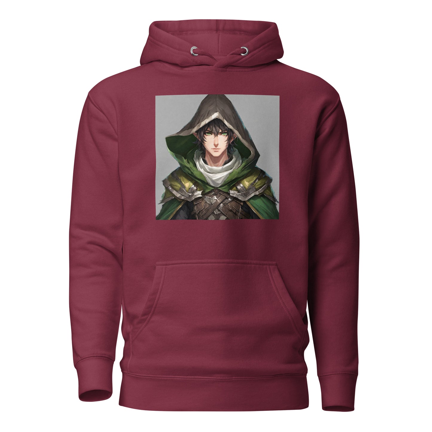 Elven Guardian Men's Anime Hoodie Maroon