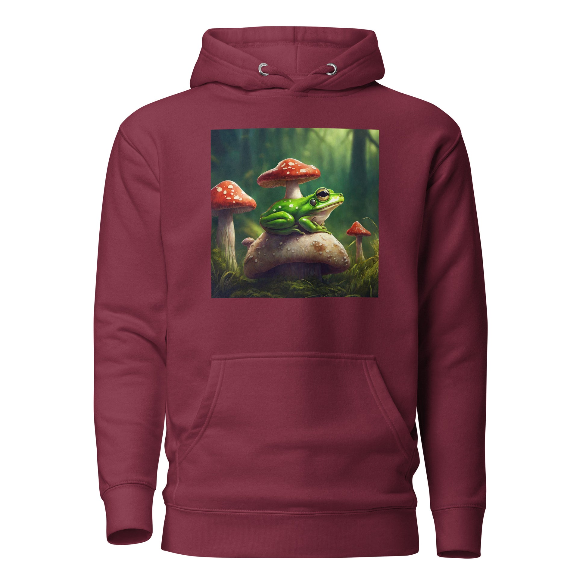 Frog & Shrooms Men's Animal Hoodie Maroon