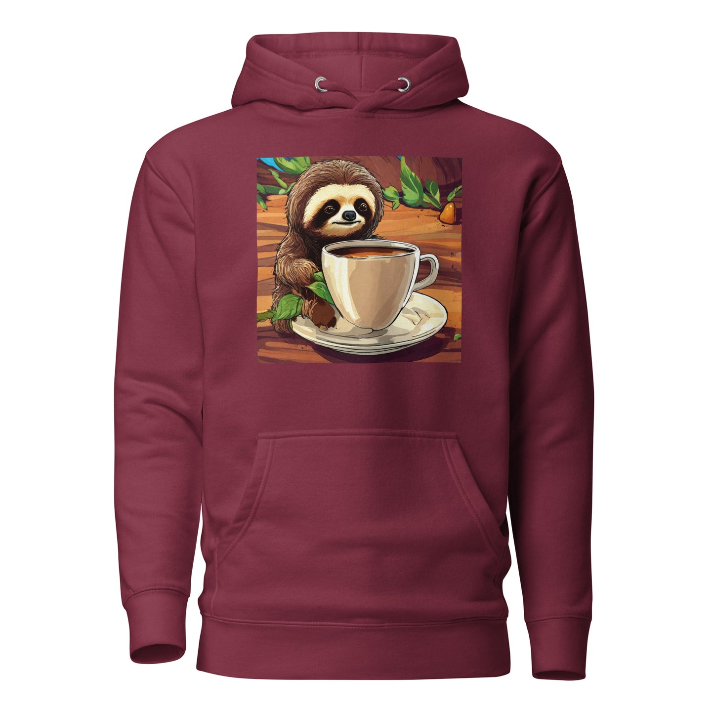 Slow Morning Men's Funny Sloth Hoodie Maroon