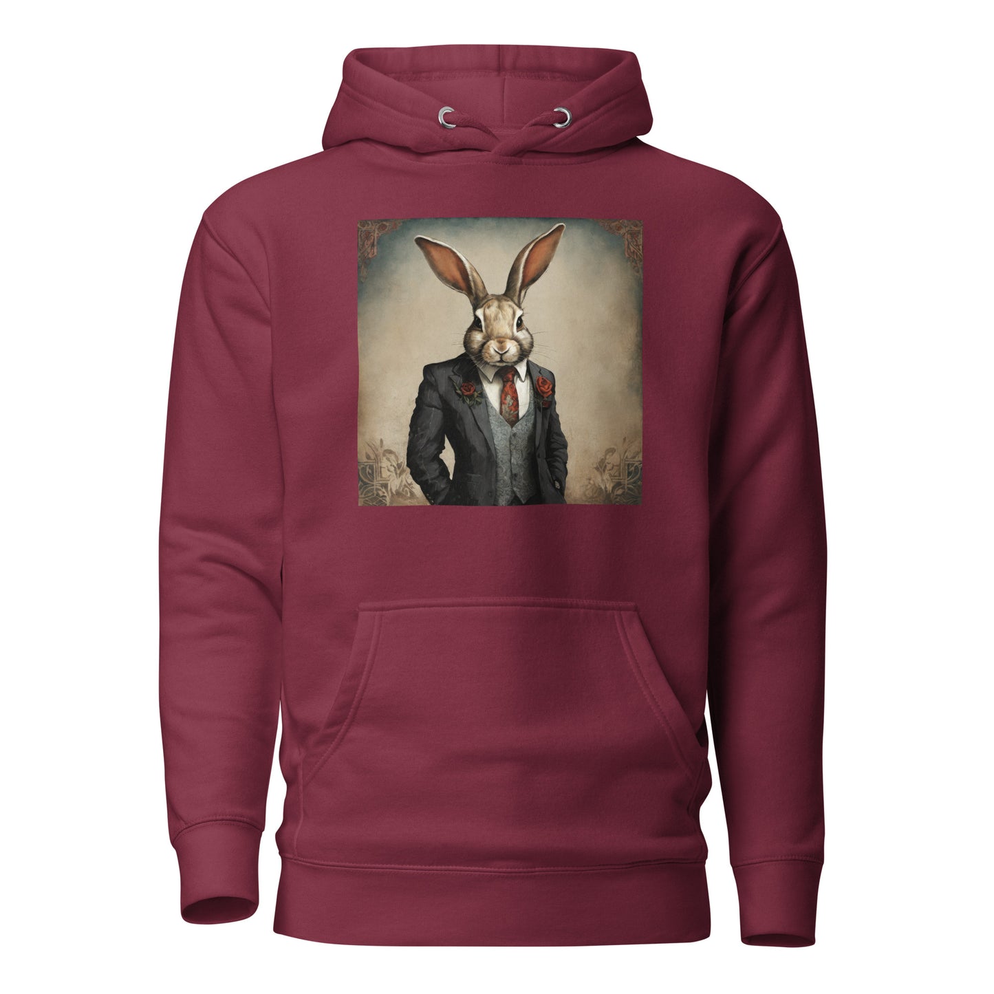 Regal Rabbit Men's Animal Hoodie Maroon