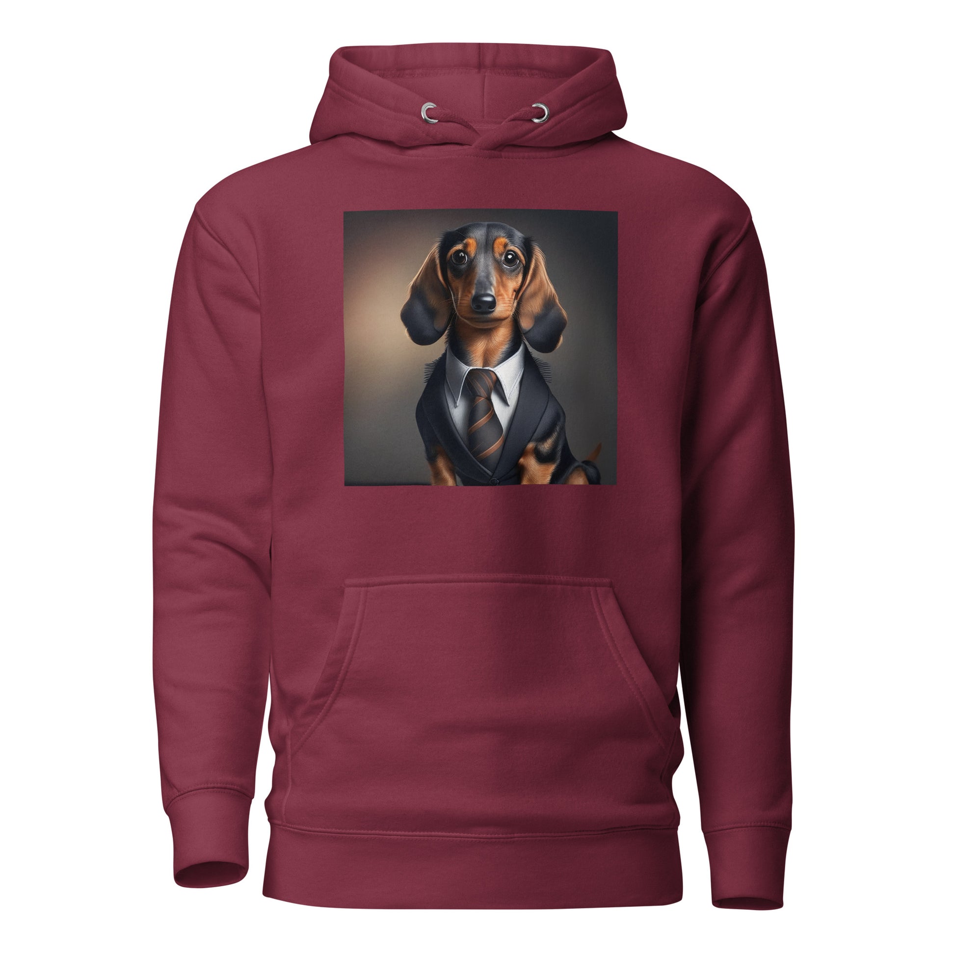 Dapper Dachshund Men's Dog Lover Hoodie Maroon