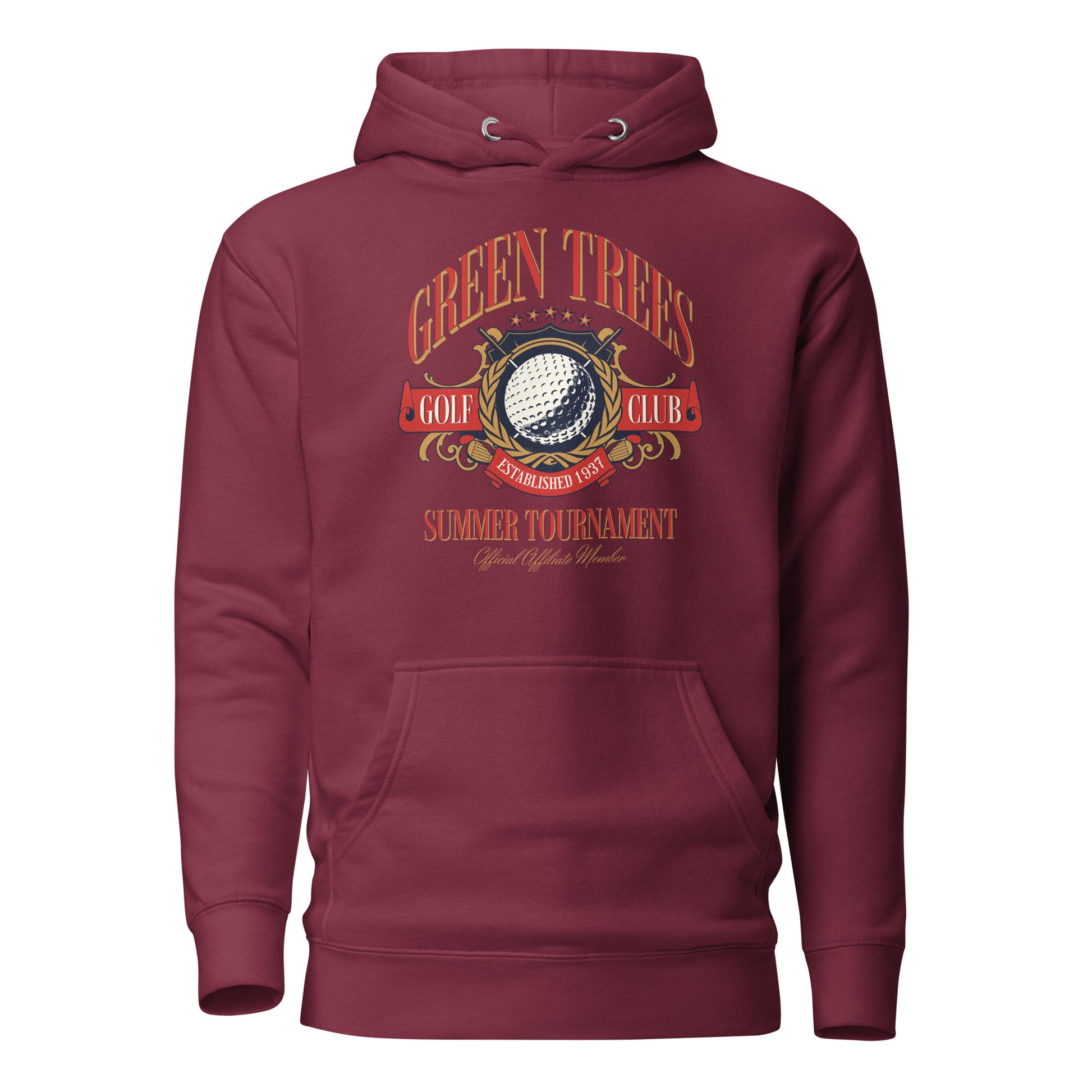 Green Trees Golf Club Hoodie for Dad Maroon