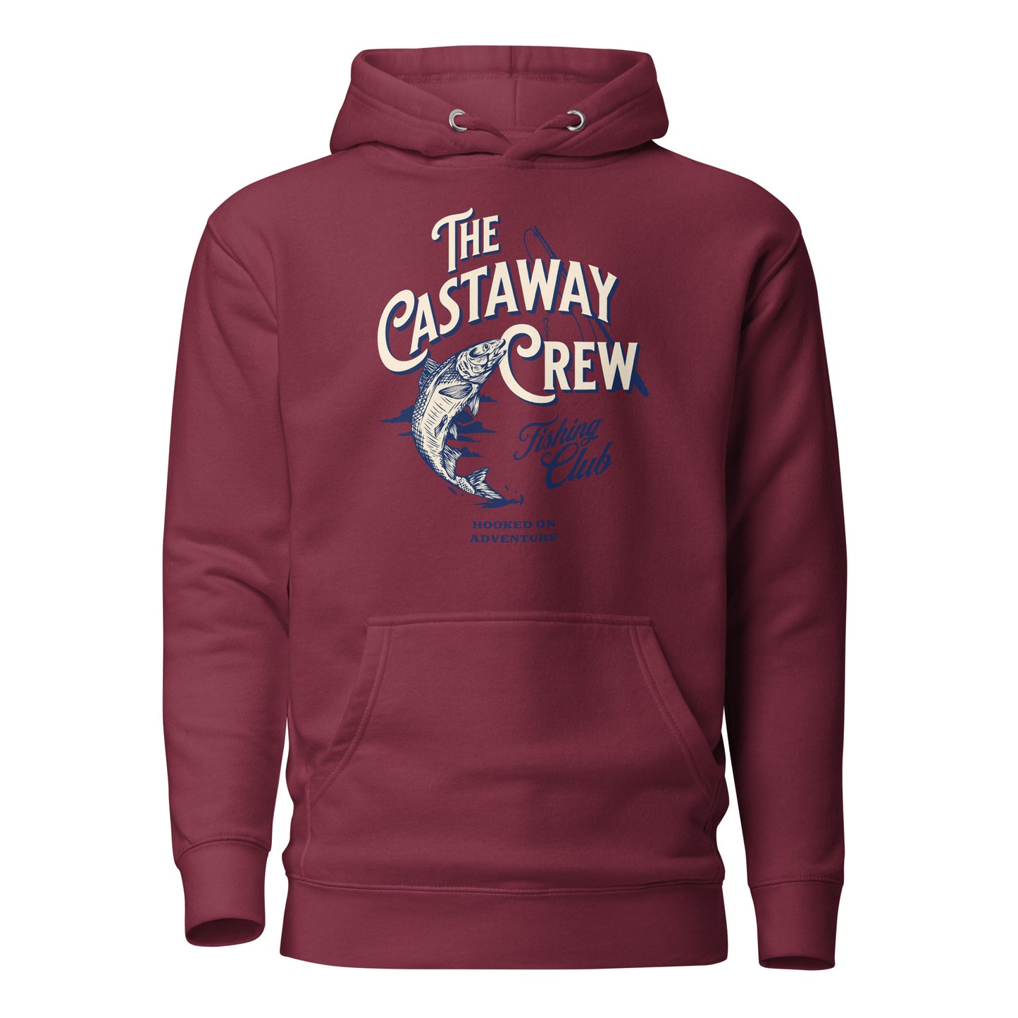 The Castaway Crew Fishing Club Hoodie for Dad Maroon