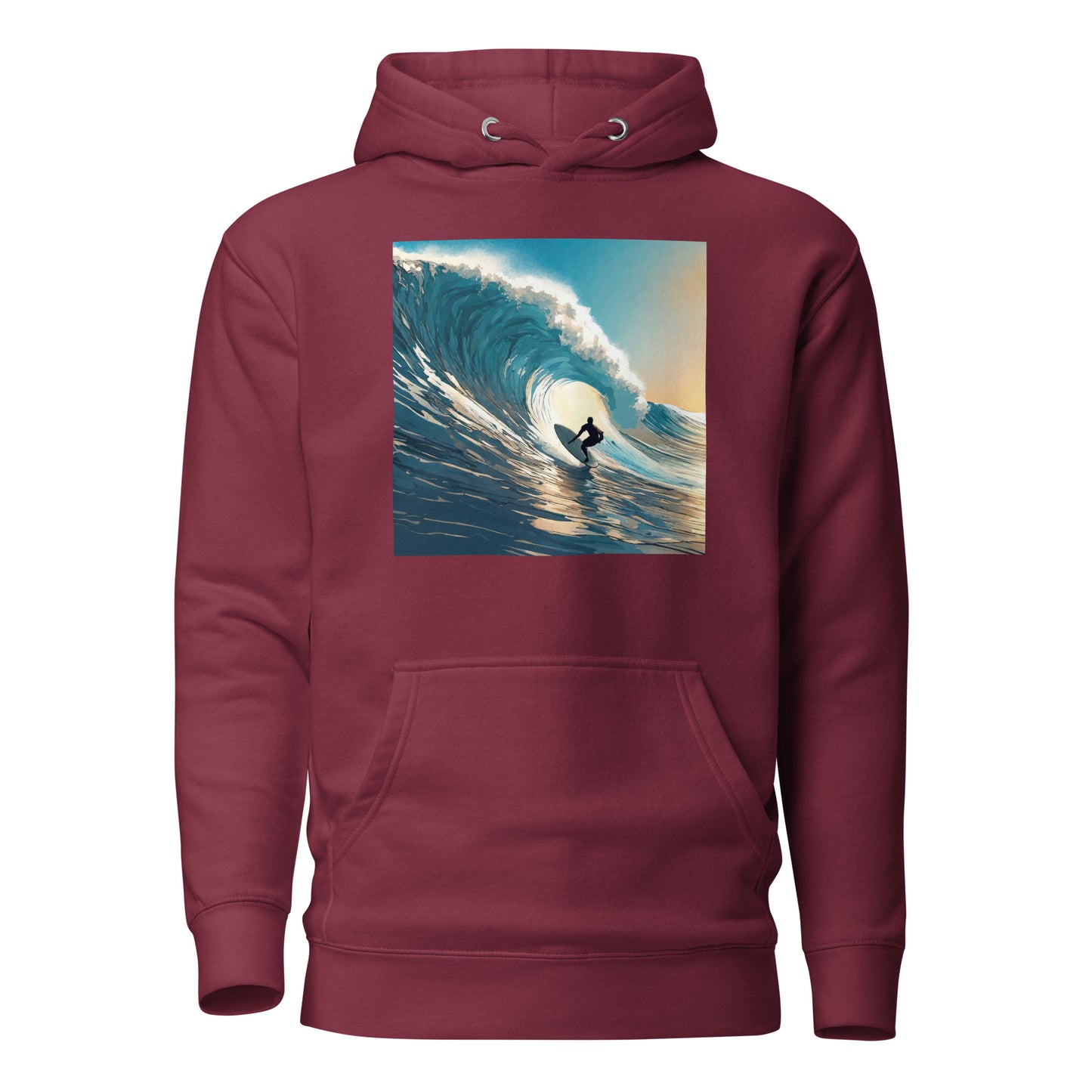 Catching Waves Surfing Men's Hoodie Maroon