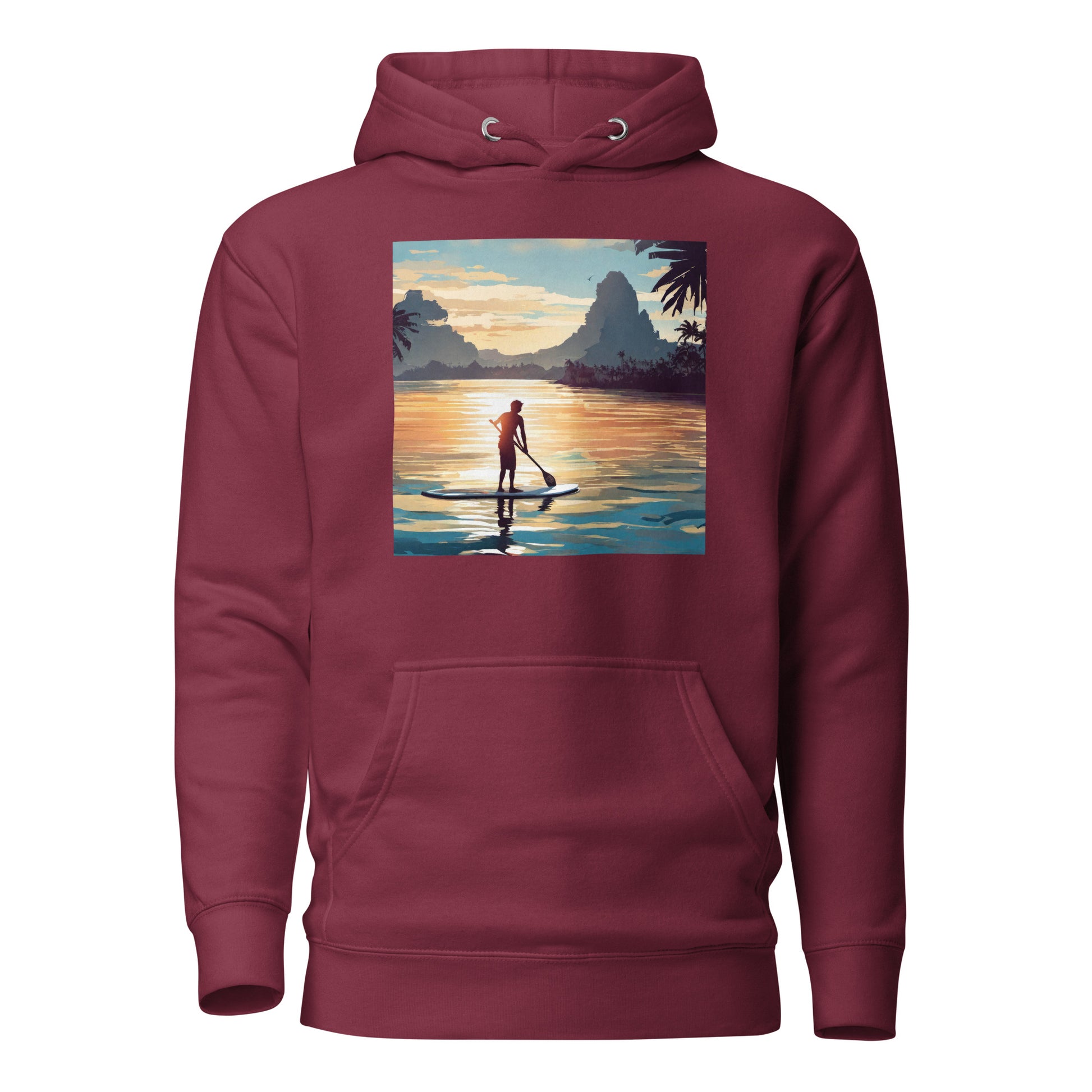 Paddleboarding Paradise Men's Hoodie Maroon