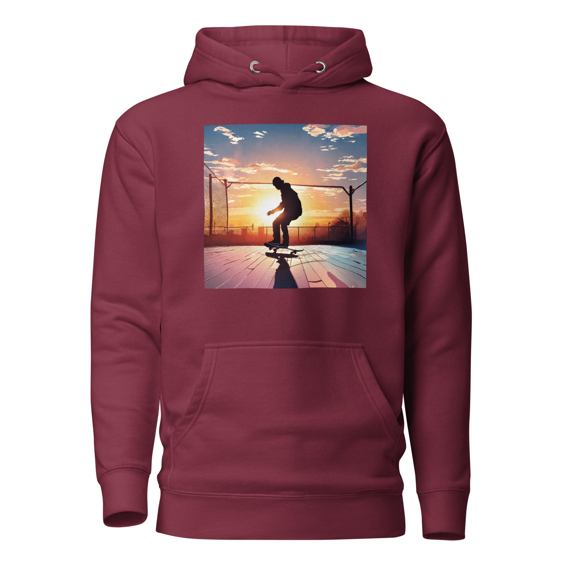 Skateboarding in the Sunset Men's Hoodie Maroon