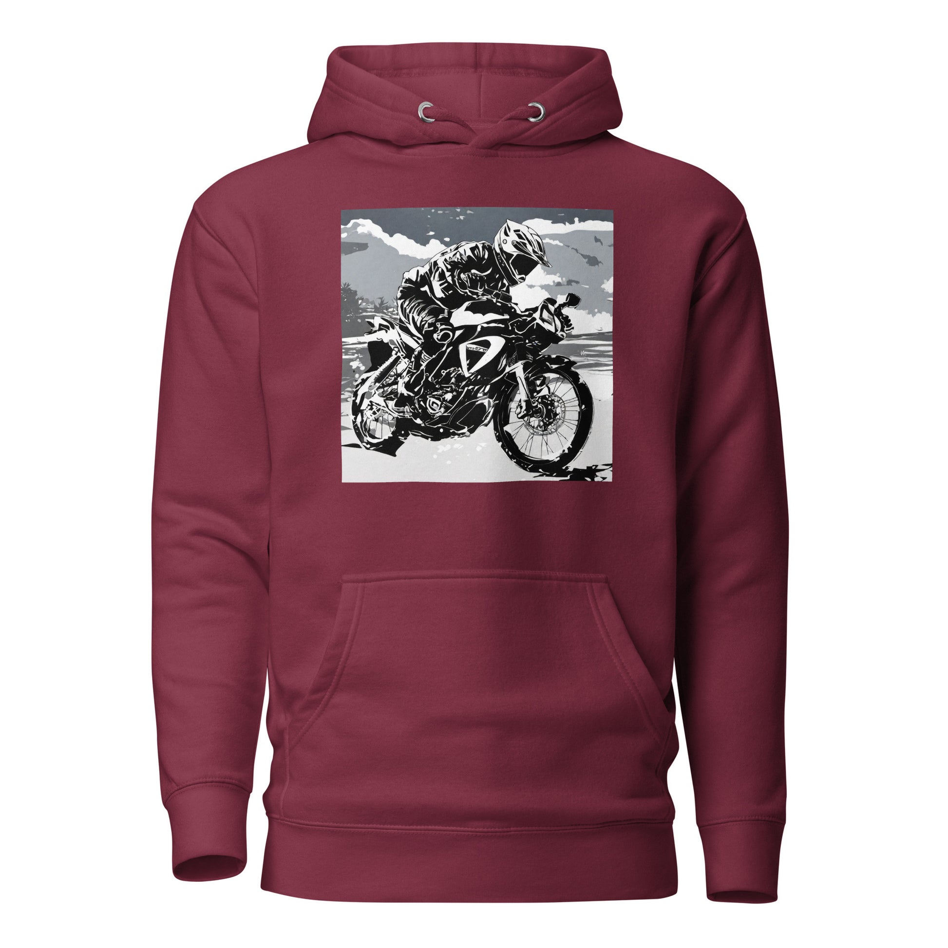 Dirt Bike Racer Men's Hoodie Maroon