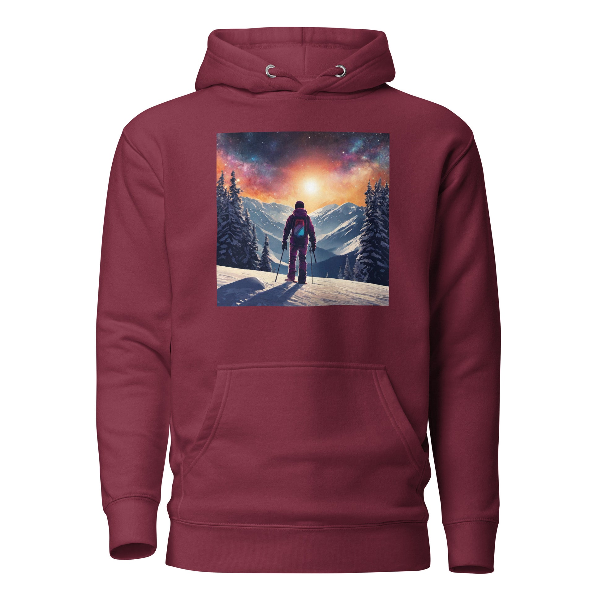 Peak of the Mountain Men's Skiing Hoodie Maroon