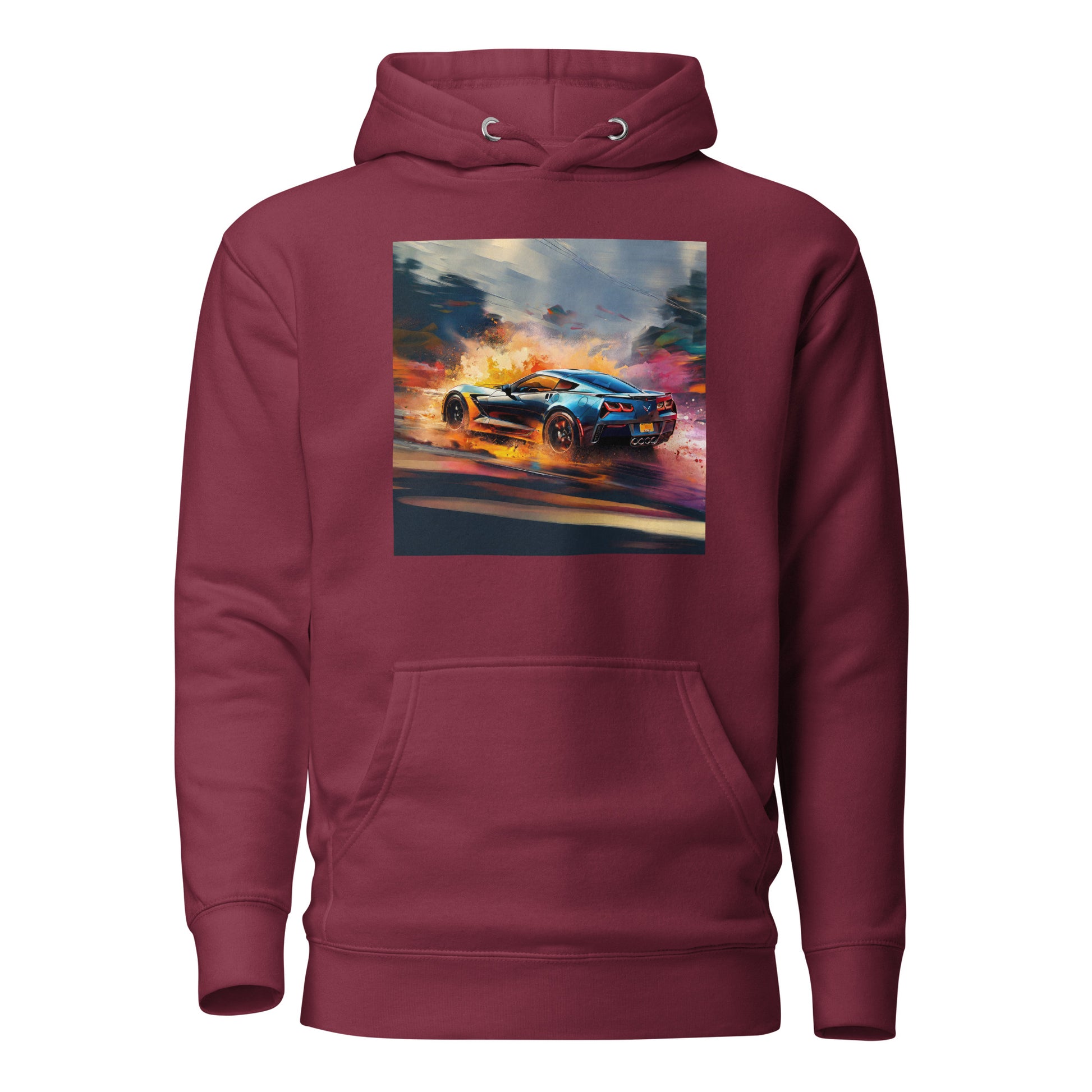 Colorful Corvette Men's Car Hoodie Maroon