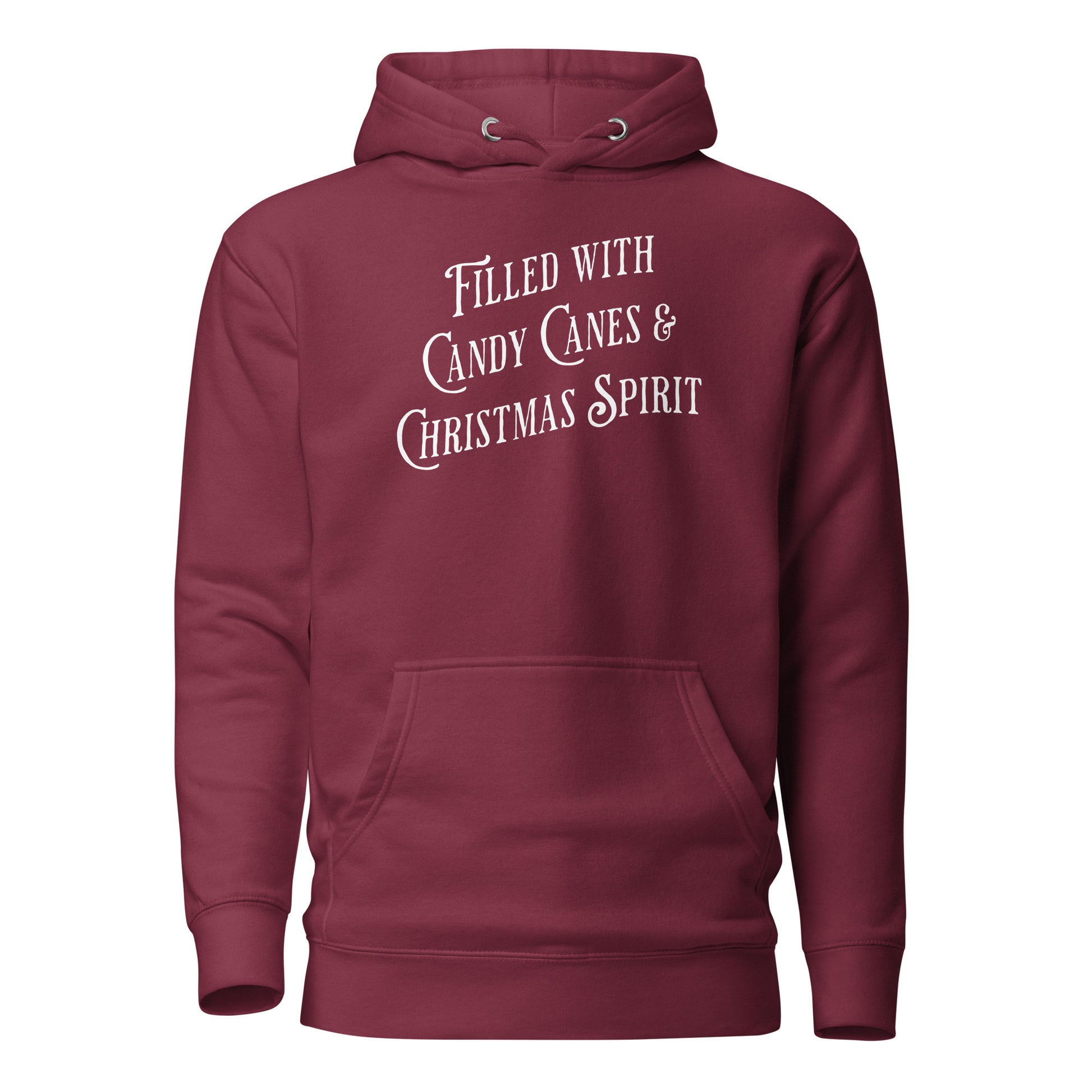 Filled with Candy Canes & Christmas Spirit Men's Hoodie Maroon