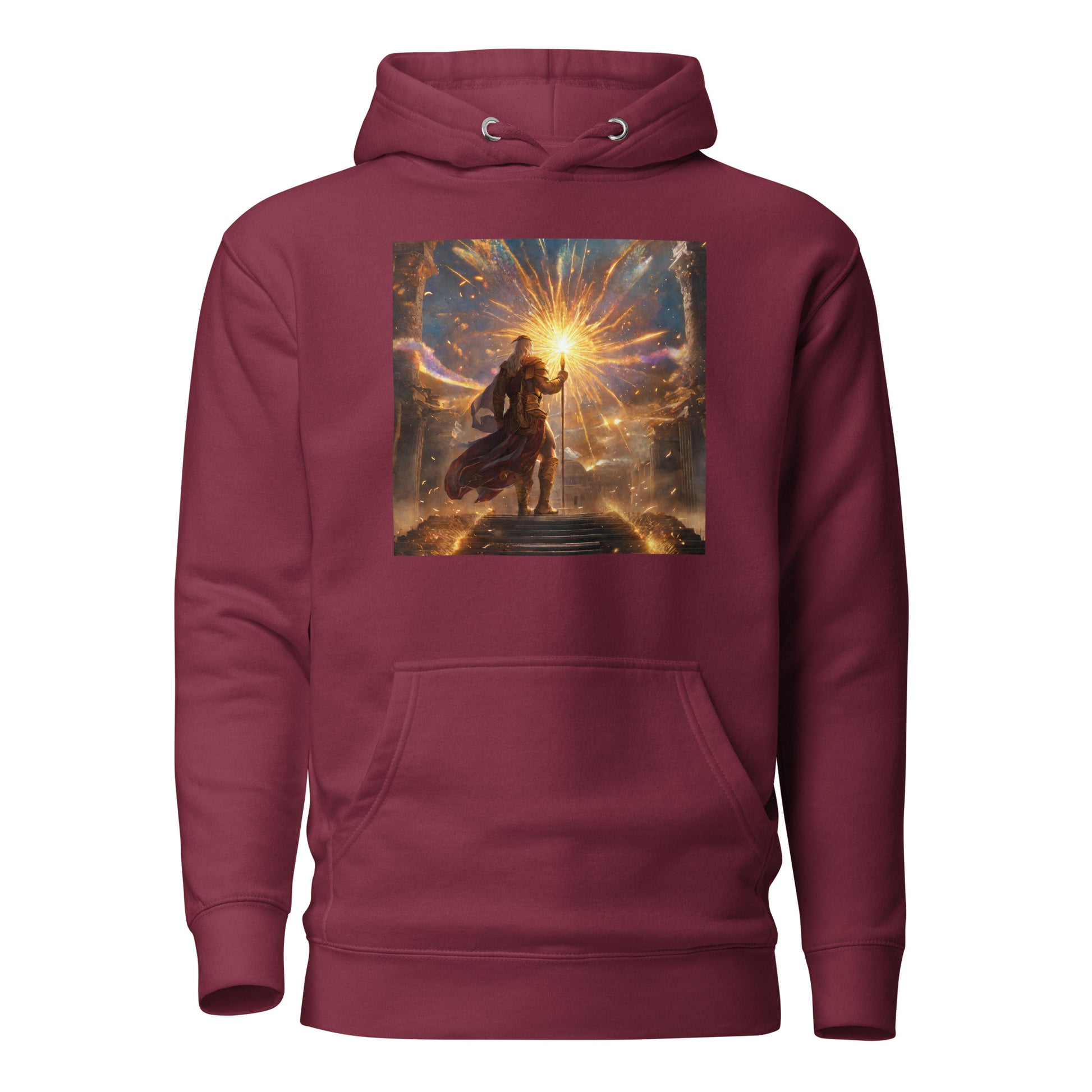 Zeus Creating Fireworks Men's 4th of July Hoodie Maroon