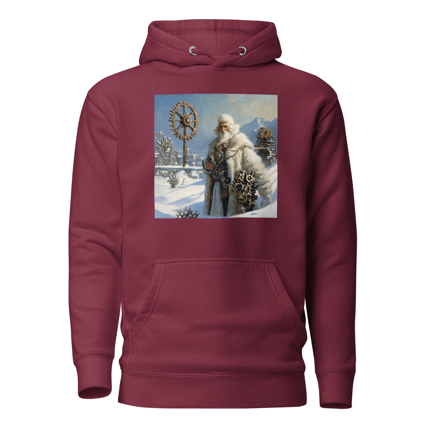 Frosty St Nick Santa Winter Christmas Hoodie for Men Maroon