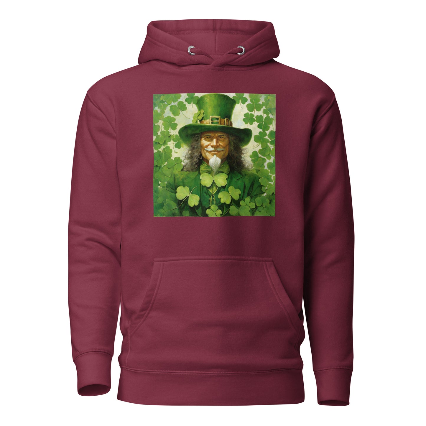 Leprechaun Shamrock Men's Hoodie for St Patty's Day Maroon