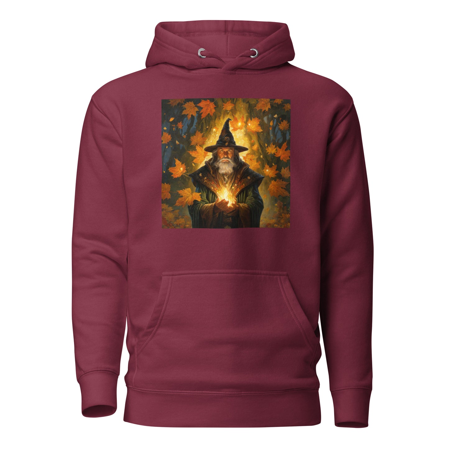 Autumn Wizard Making Fall Leaves Men's Graphic Hoodie Maroon