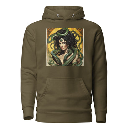 Enchanting Medusa Men's Mythology Hoodie Military Green