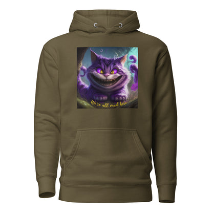 We're All Mad Here Cheshire Cat Men's Hoodie Military Green