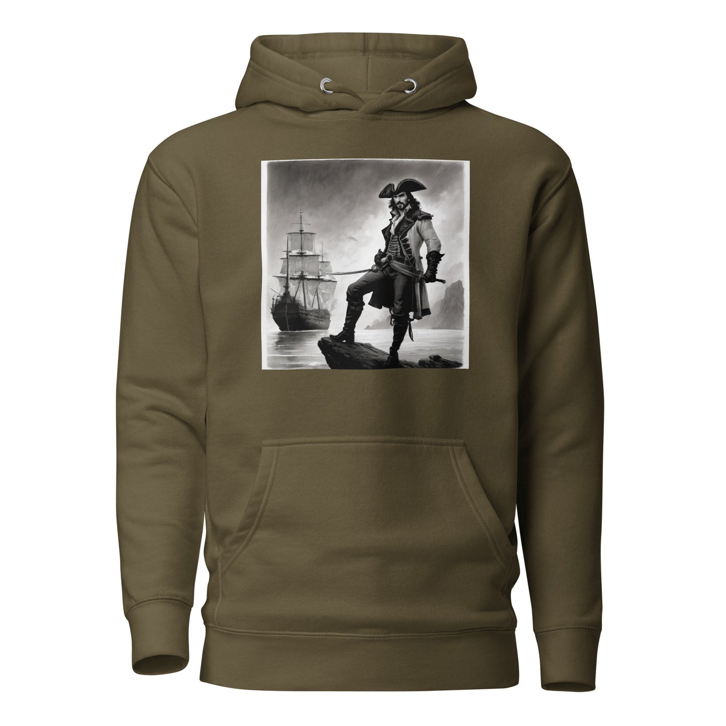 Captain Hook on the High Seas Men's Fairy Tale Hoodie Military Green