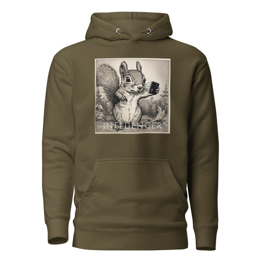 Squirrel Influencer Men's Funny Hoodie Military Green