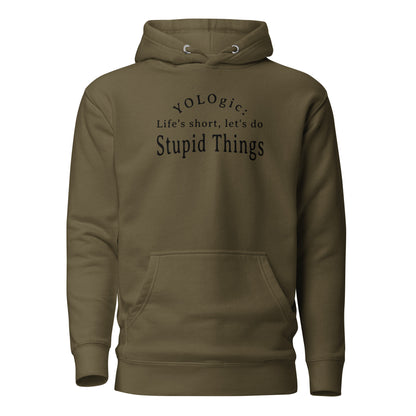 YOLOgic Men's Funny Hoodie Military Green