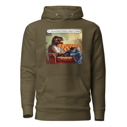 T-Rex Arm Wrestling Technique Men's Funny Hoodie Military Green