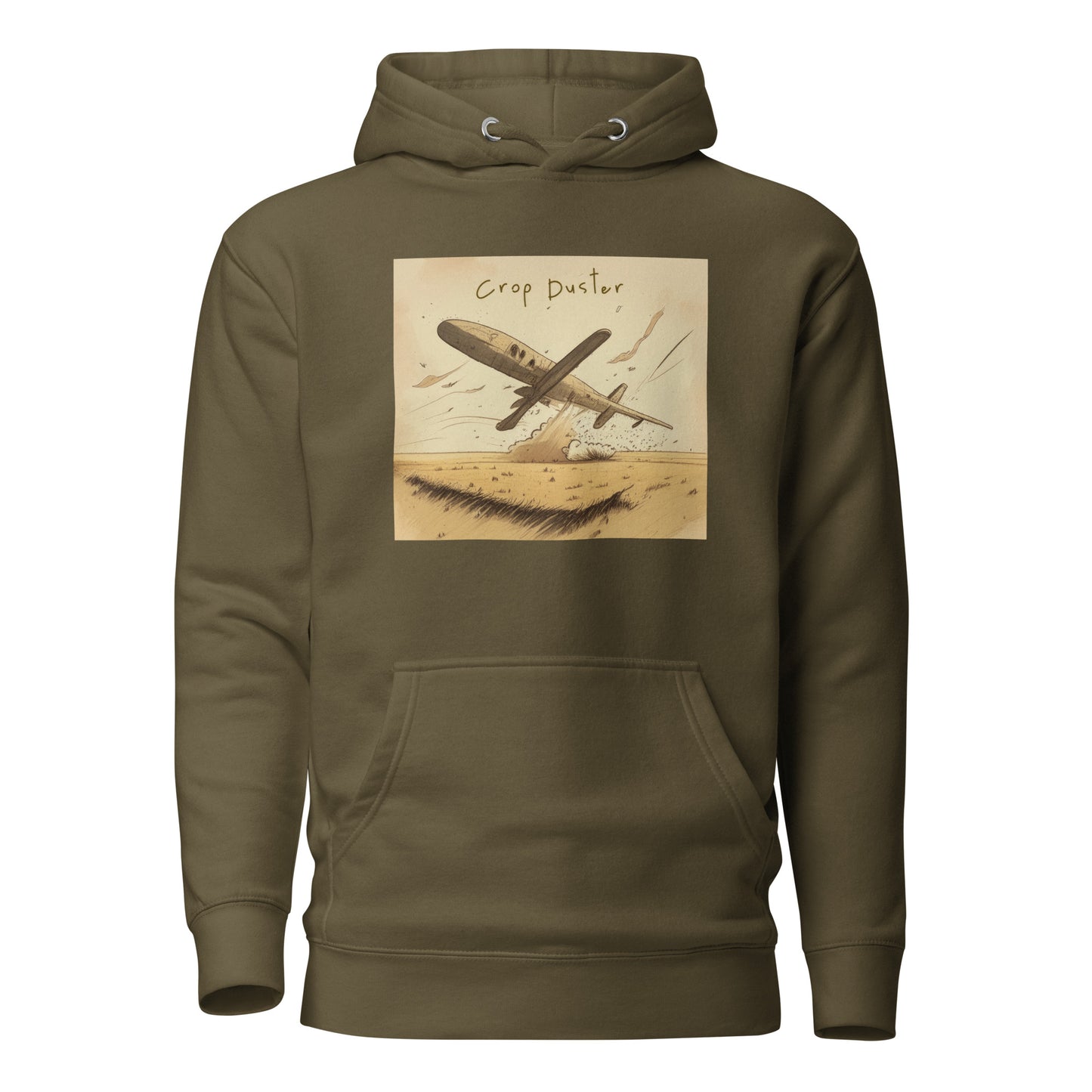 Crop Duster Men's Funny Hoodie Military Green