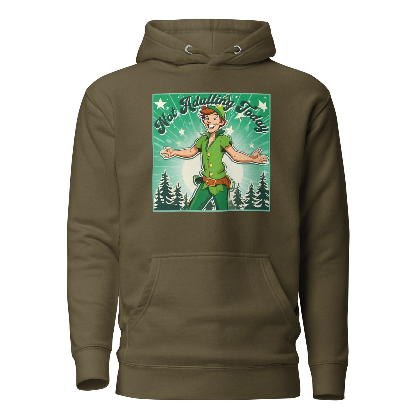 Not Adulting Today Men's Funny Hoodie Military Green