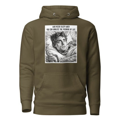 Late Night Analyzing Men's Funny Hoodie Military Green