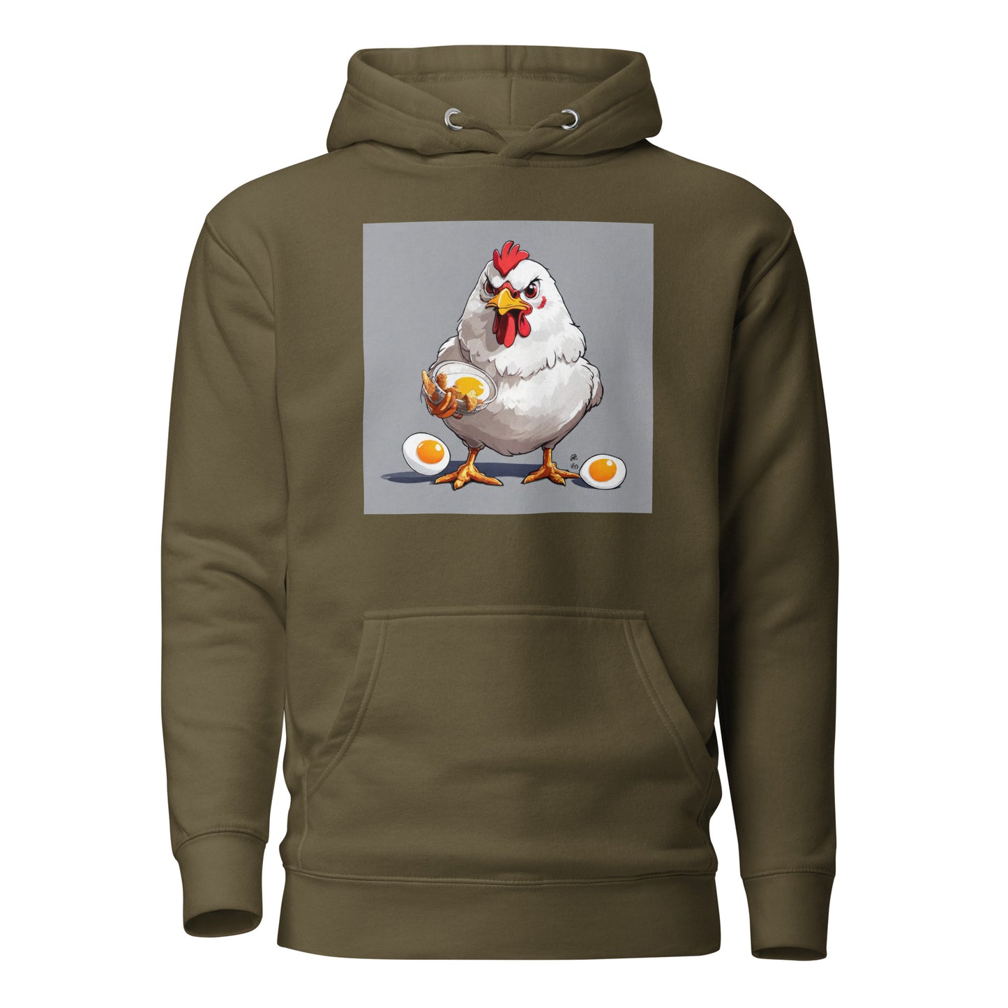 Cannibalistic Chicken Men's Funny Hoodie Military Green