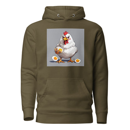 Cannibalistic Chicken Men's Funny Hoodie Military Green