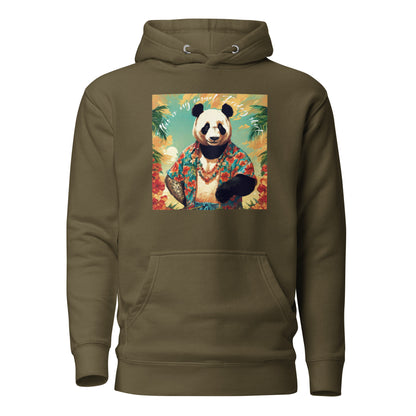 Casual Friday Panda Men's Funny Hoodie Military Green