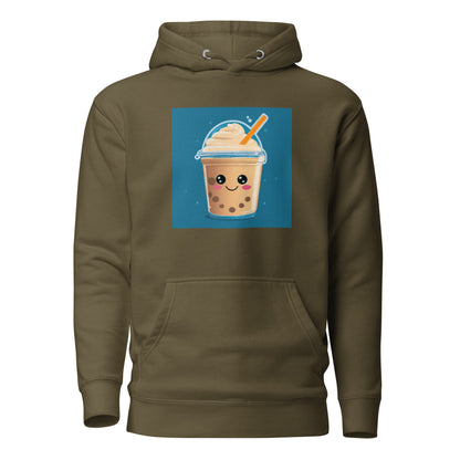 Boba Bubble Milk Tea Men's Funny Hoodie Military Green